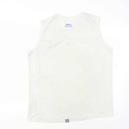 Mens Slazenger Beige Tank Top, Size L, Gym Essential
