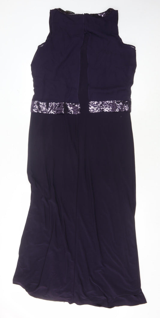 Klass Women's Purple Sequin Sleeveless Dress Size 12