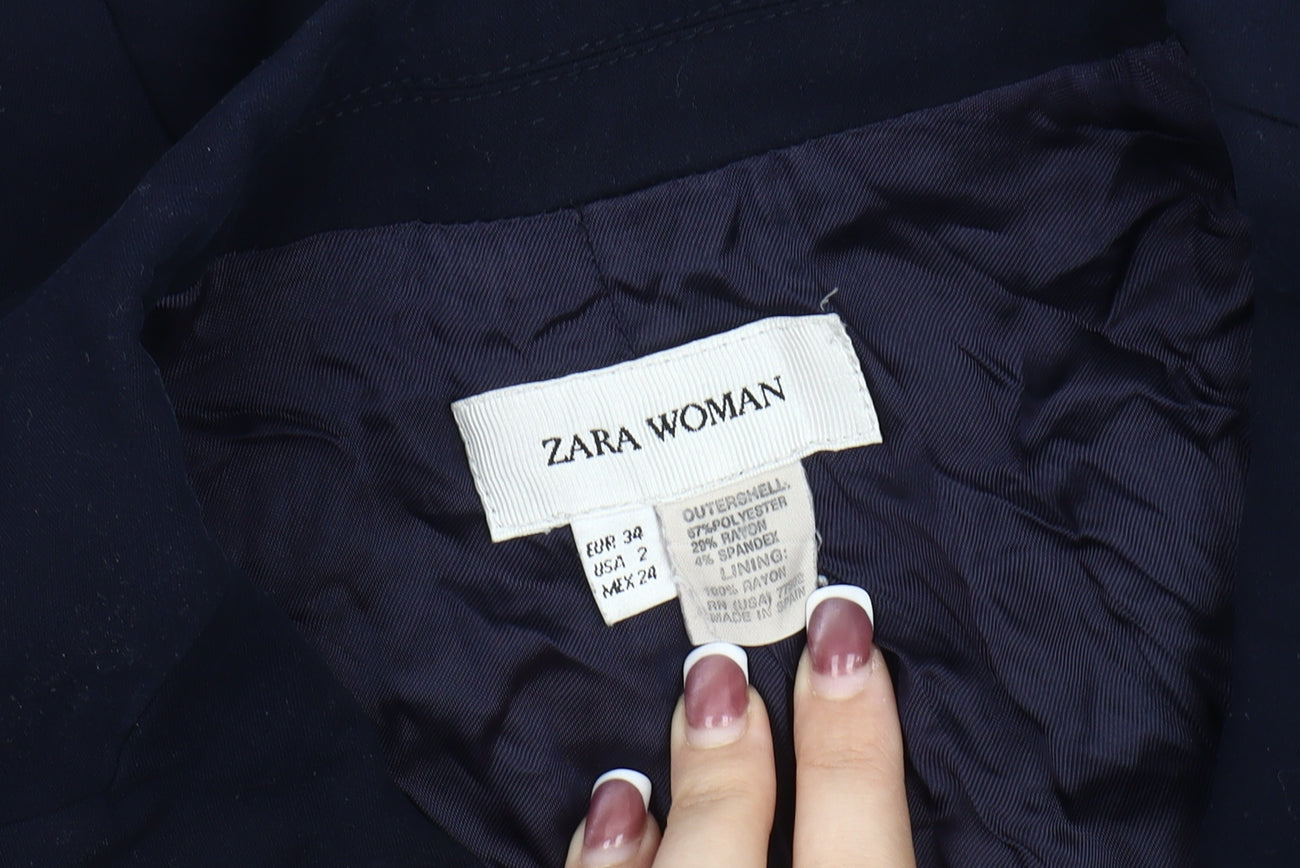 ZARA Women's Blue Slim Fit Suit Jacket Size 6