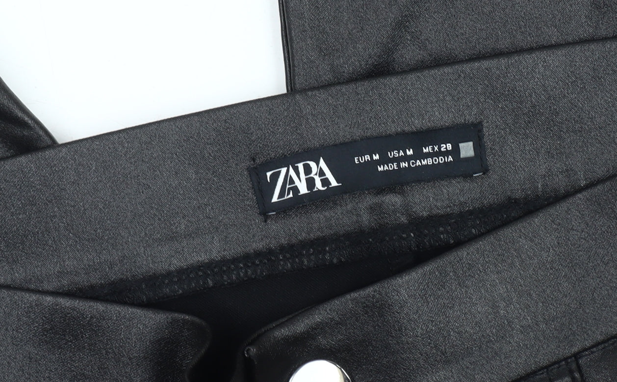 Womens UK Size M Zara Leggings Black Trousers