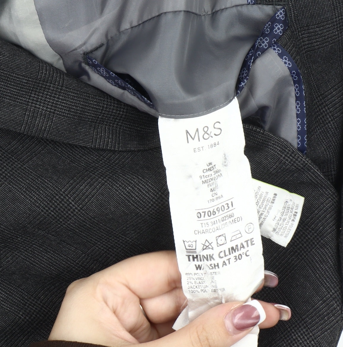 Mens UK Size 36 Marks and Spencer Regular Grey Suit Jacket