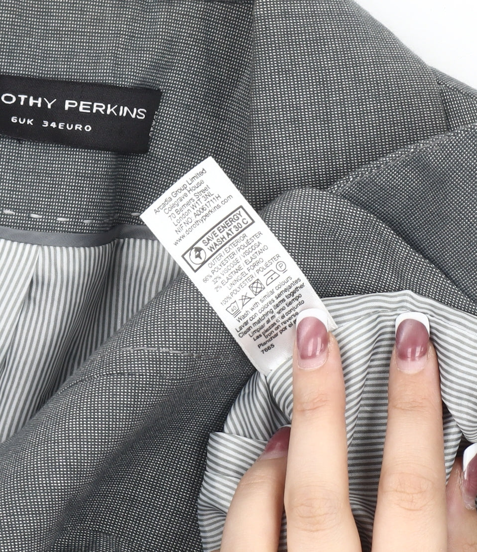 Dorothy Perkins Grey Blazer Women Size 6 Classic Fit