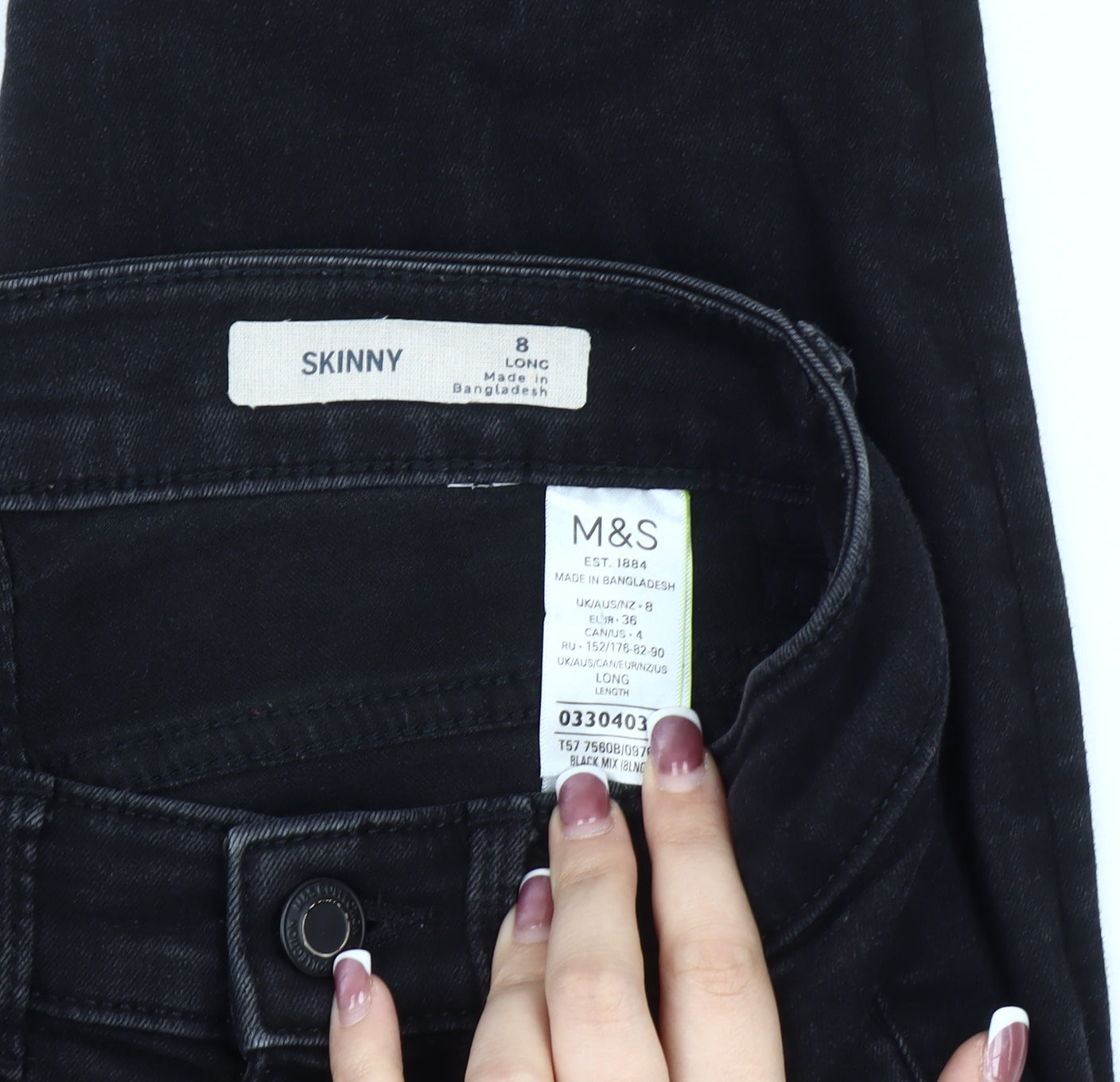 Womens UK Size 8 Marks and Spencer Slim Fit Skinny Black Jeans