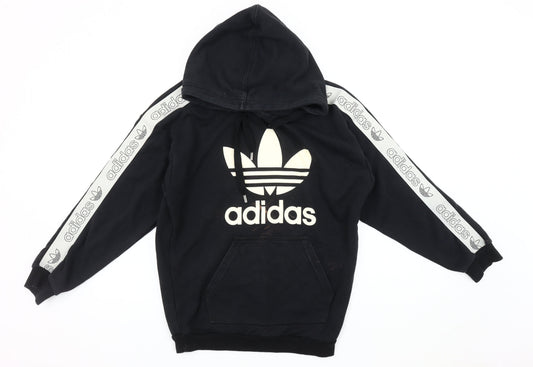 Additional front view of Adidas Women's Black Hoodie, size 8, Logo, Pullover