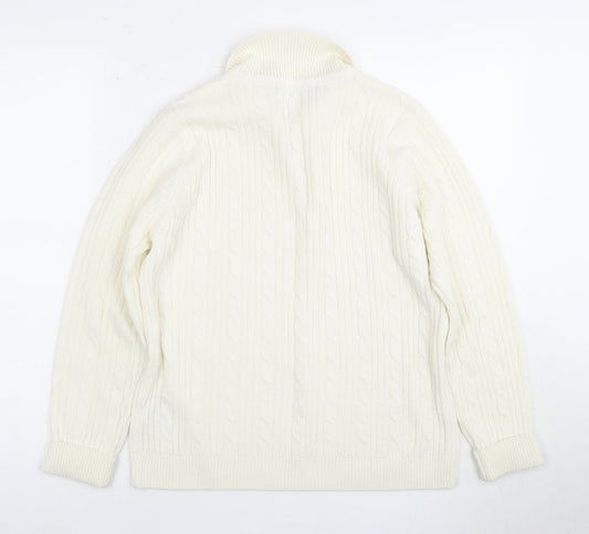 Womens UK Size M Isle Ivory Henley Jumper