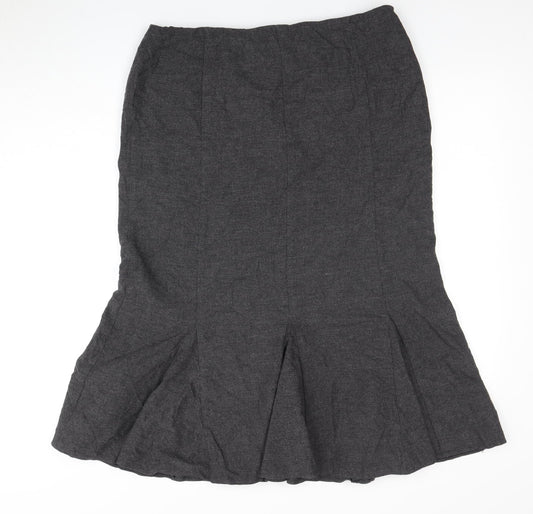 Elegant Women's Grey Midi Skirt, Size 14