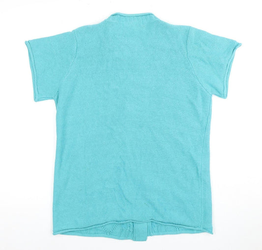 EWM Women's Blue Short Sleeve Cardigan Size 14