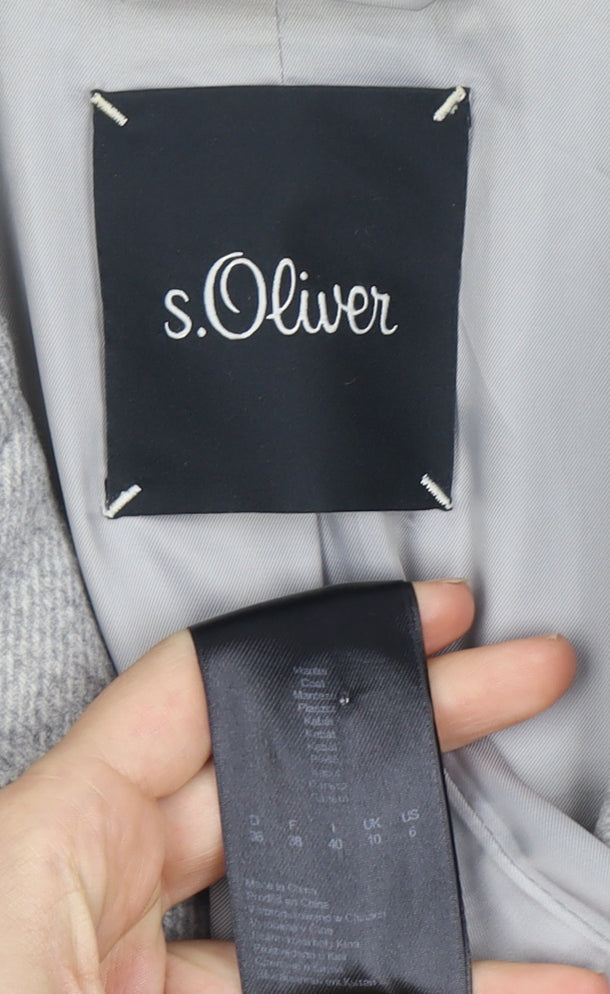 s.Oliver Women's Grey Wool Blend Long Overcoat Size 12