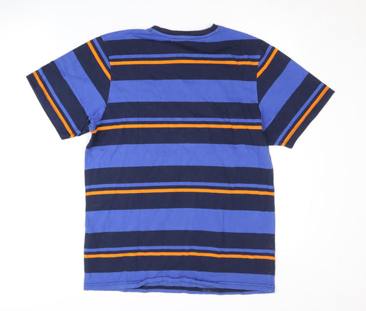 Pull & Bear Men's M Blue Striped T-Shirt