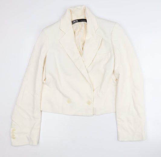 Womens UK Size XS Zara Regular Ivory Blazer