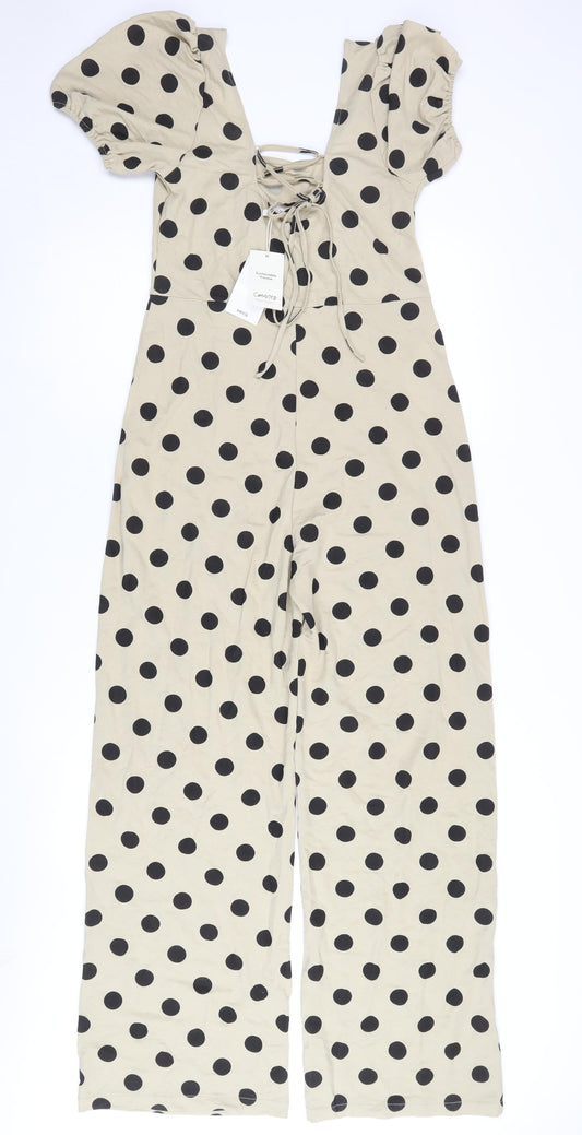 MNG Women's Beige Polka Dot Jumpsuit M