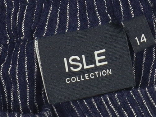 Isle Collection Women Navy Striped A-Line Skirt Size 14