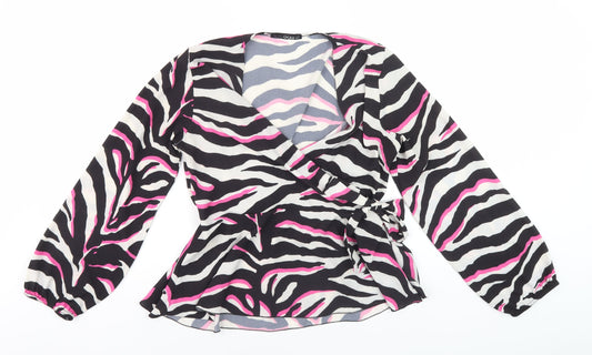 Womens UK Size 12 Quiz Multicoloured Wrap Blouse