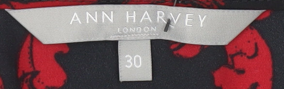 Ann Harvey Women's Red Geometric 3/4 Sleeve Top