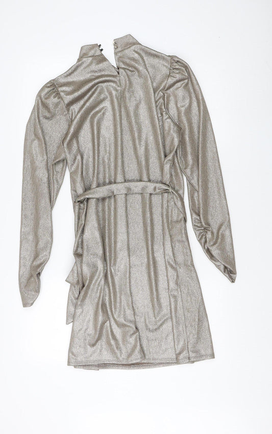 New Look Women's Silver Party Mini Dress Size 16