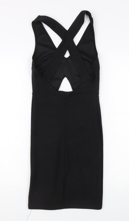 Bershka Women's Black Bodycon Dress Size 6 Party Clubwear