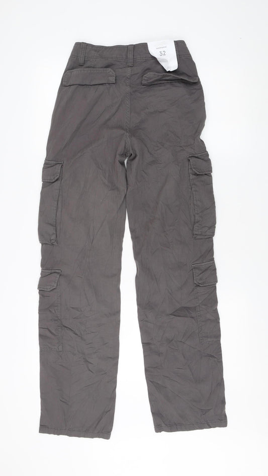 Bershka Women's Grey Cargo Trousers Size 4
