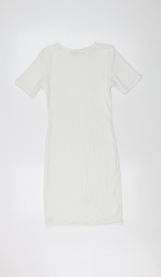 Boohoo Women's White Size 8 T-Shirt Dress