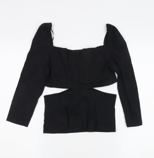 Womens UK Size 10 Zara Black Basic Blouse
