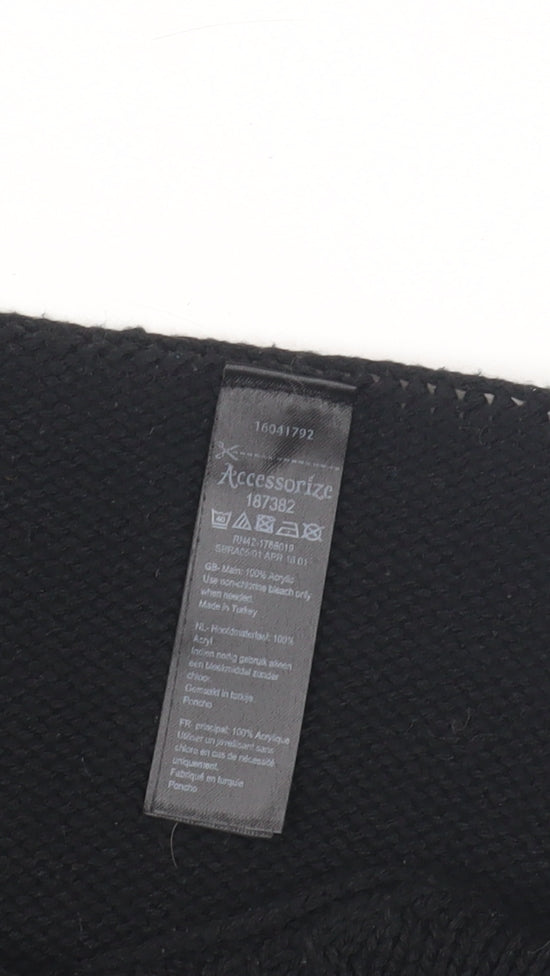 Accessorize Black Knit Cape with Fringe - Women's