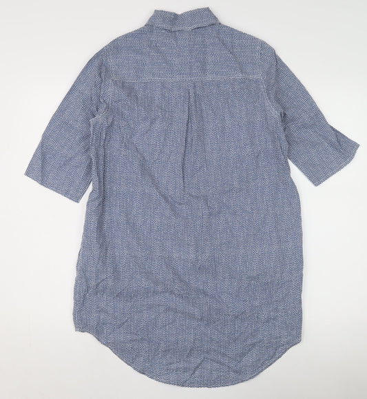 Cotton Traders Women's Blue Polka Dot Button-Up Shirt