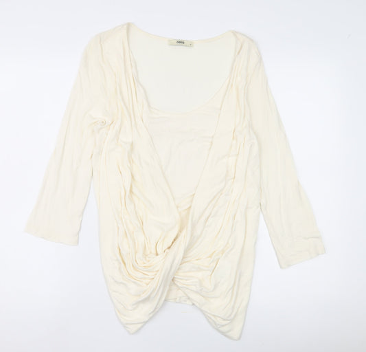 Womens UK Size M Oasis Ivory Wrap Blouse