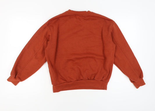 Bershka Women's Orange Pullover Sweatshirt S