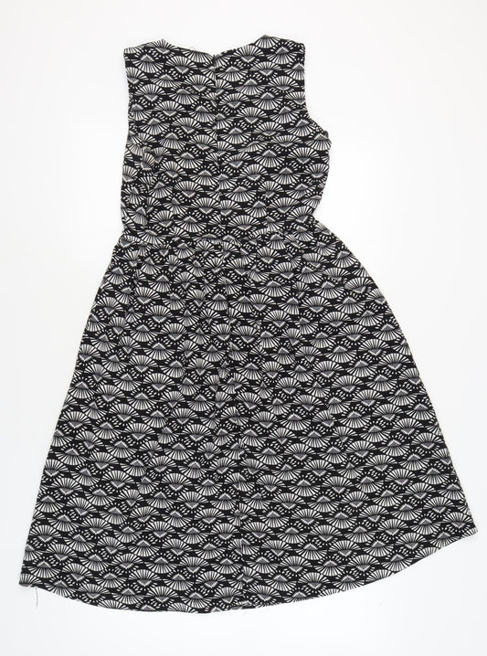 Boohoo Women's Black Geometric Polyester Dress, Size 10