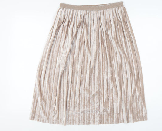 Marks and Spencer Women's Beige Pleated Midi Skirt UK 12