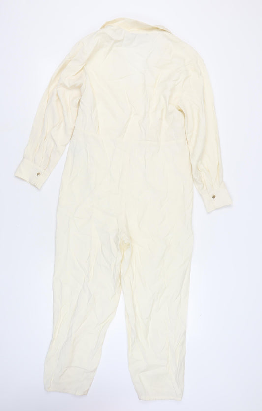 Zara Women's Ivory Jumpsuit, Size S, Collared Style