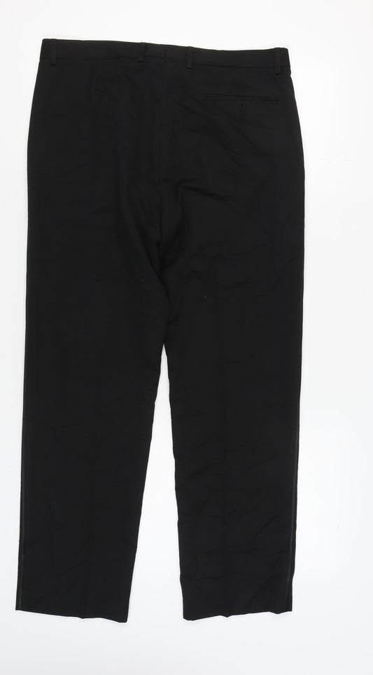 Marks & Spencer Men's Black Regular Fit Trousers