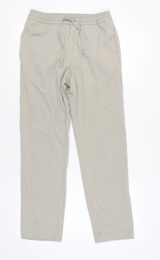 Womens UK Size S Zara Relaxed Fit Jogger Beige Trousers