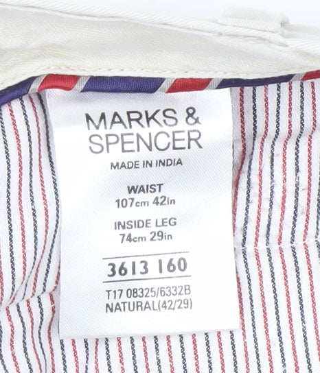 Mens UK Size 42 Marks and Spencer Ivory Trousers
