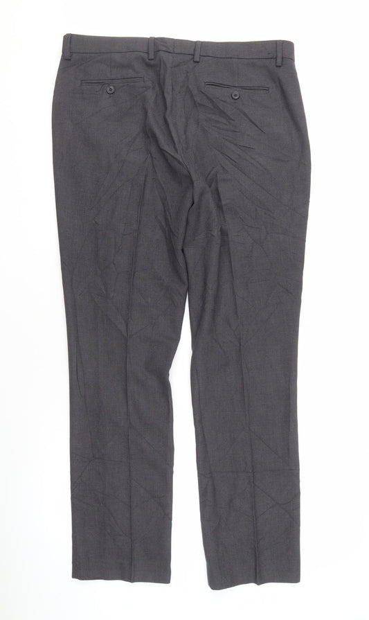 Mens UK Size 30R Cedar Wood State Slim Fit Dress Pants Grey Trousers