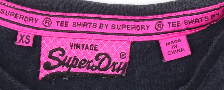 Womens UK Size XS Superdry Black Basic T-Shirt