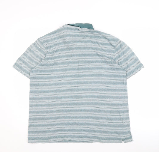James Pringle Men's Green Striped Polo L