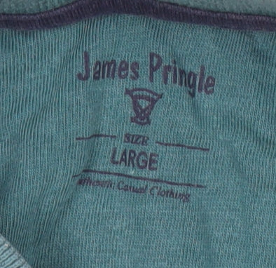 James Pringle Men's Green Striped Polo L