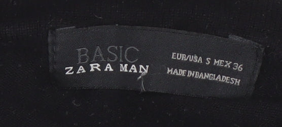 Zara Men's Black Polo Shirt, Size S, Short Sleeve
