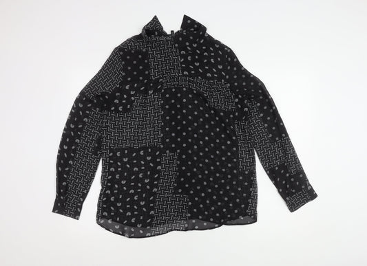 Womens UK Size 10 NEXT Black Basic Button-Up