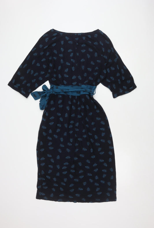 Monsoon Women's Blue Floral 3/4 Sleeve Dress S
