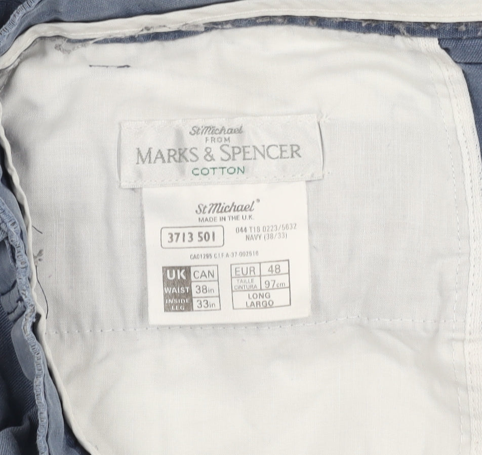 Marks and Spencer Men's Blue Chino Trousers 38