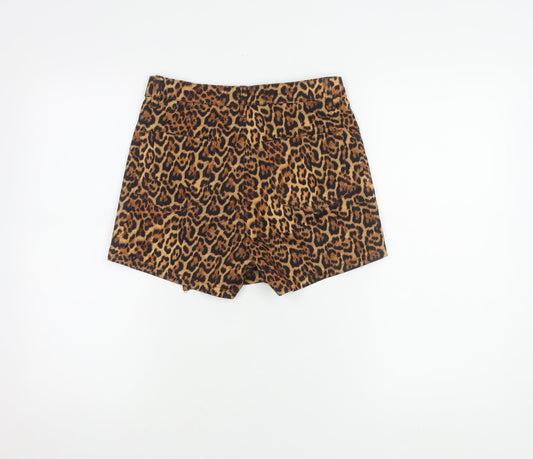 Zara Women's Brown Animal Print Shorts Size 4