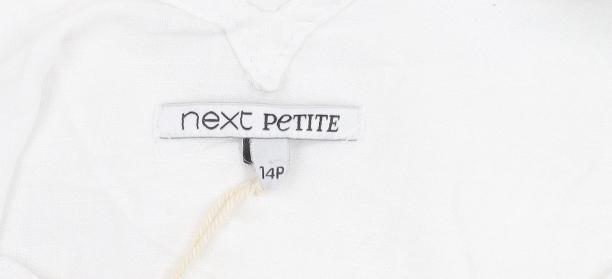 Next Petite Women's White Linen Blend Sleeveless Dress