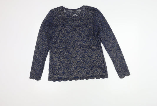 Damart Women's Blue Lace Blouse, Size 10