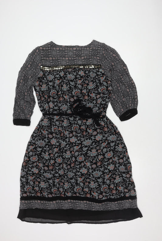 Monsoon Women's Black Floral Dress Size 14