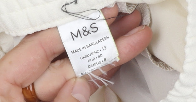 Womens UK Size 12 Marks and Spencer Regular Fit Ivory Trousers