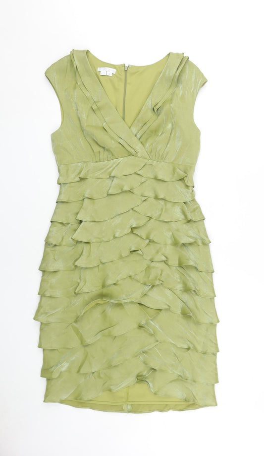 Additional front view of London Times Green Sheath Party Dress, size 8