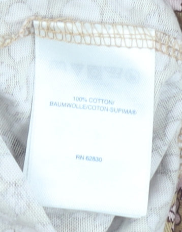 Lands' End Women's Beige Floral Long Sleeve T-Shirt L