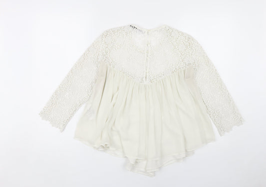 Womens UK Size M Zara Ivory Basic Blouse