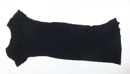 EAST Women's Black Short Sleeve V-Neck Dress L